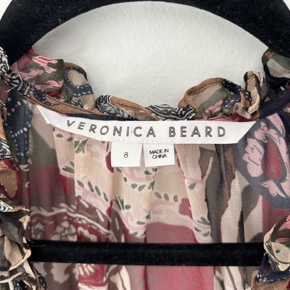 Veronica Beard Isra Multicolor Patchwork Print 100% Silk Maxi Dress Boho Western - Picture 5 of 16